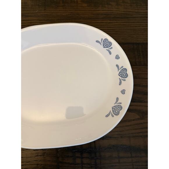 Corelle BLUE SPONGE HEARTS Oval Platter - 12 1/4” x 10” - Picture 5 of 9